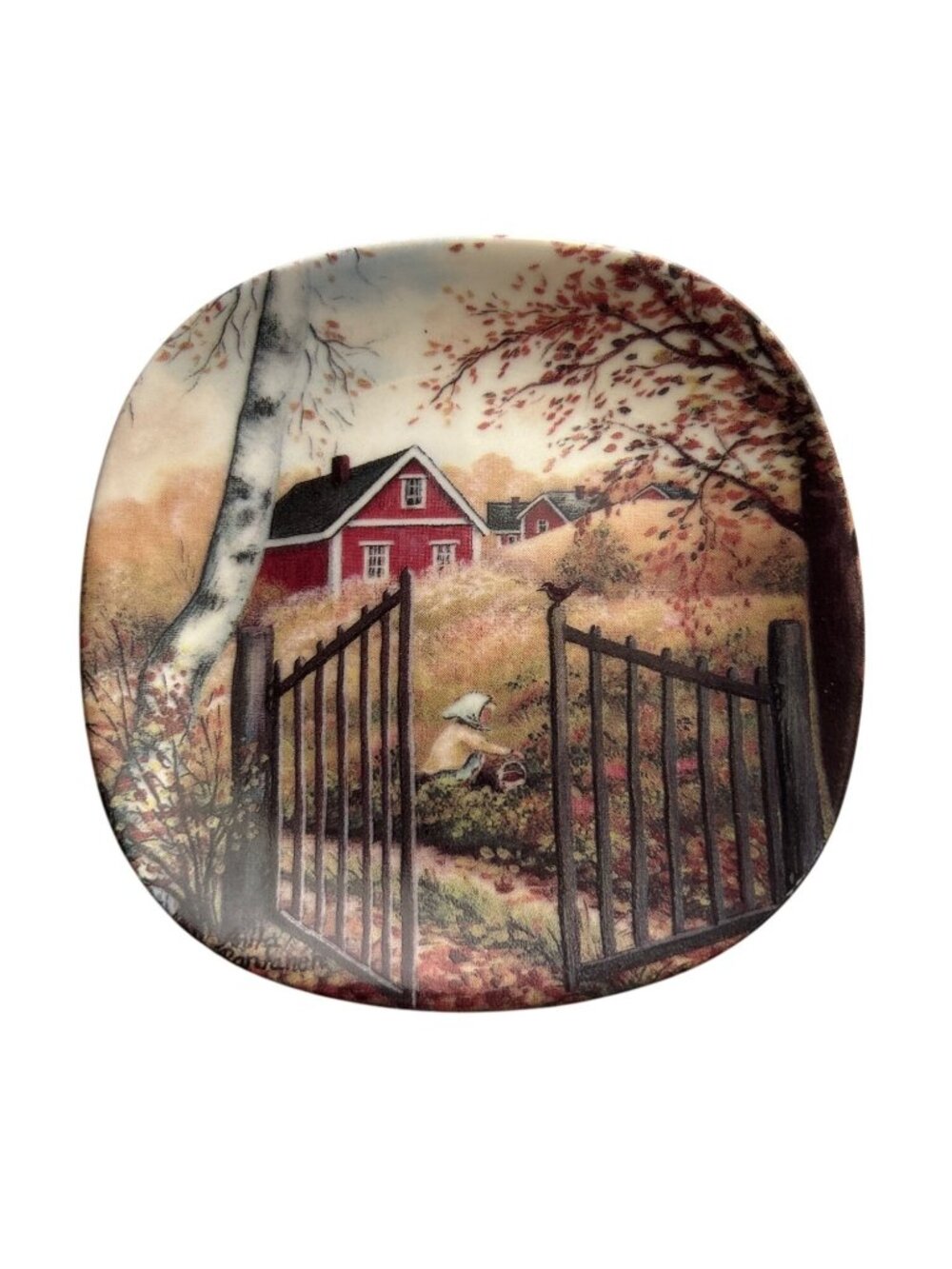 Arabia Finland Old-Time Autumn Plate By Anita Rantanen-Siewers 4.75" Square